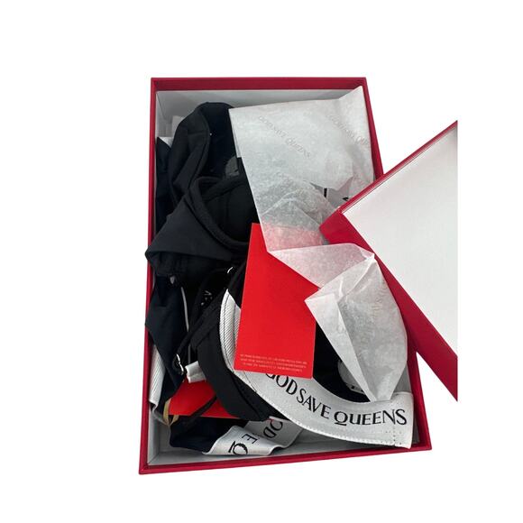 God Save Queens Black Carrara Swim Bikini Top and Thong Bottom Set Size XS - Picture 4 of 9